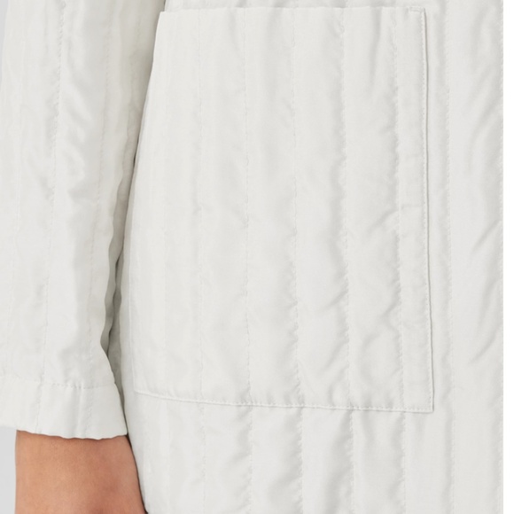 EILEEN FISHER Quilted Silk Jacket Sz M Bone color - Picture 6 of 7